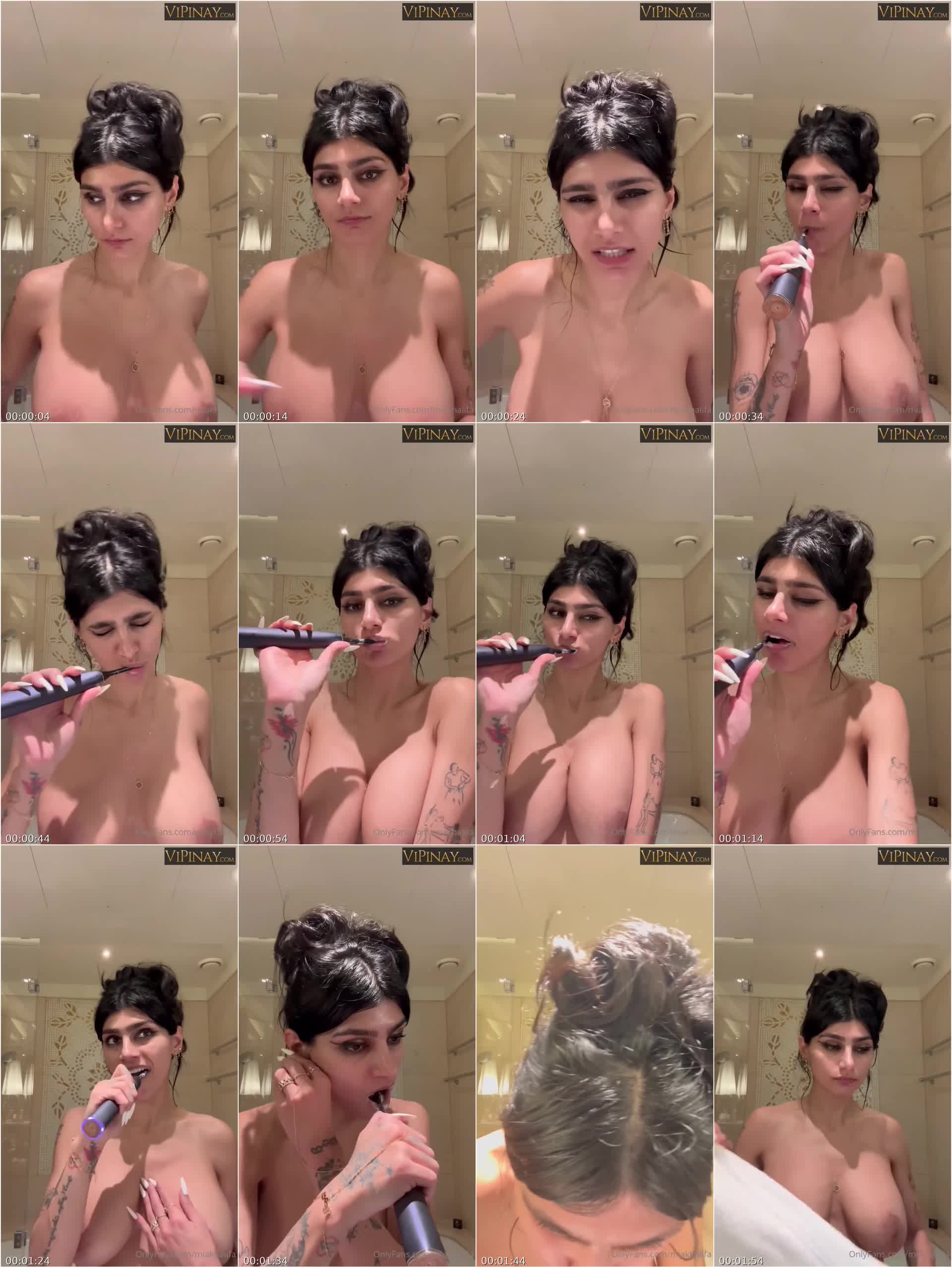 Mia Khalifa Topless Teeth Brushing OnlyFans Video Leaked - Thotslife com